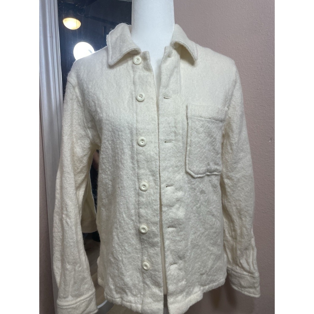 Sandro Wool Shirt Jacketβ Womens Small Ivory Button Up Paris Minimalist